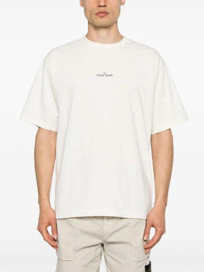Stone Island - T-shirt à logo imprimé Écru