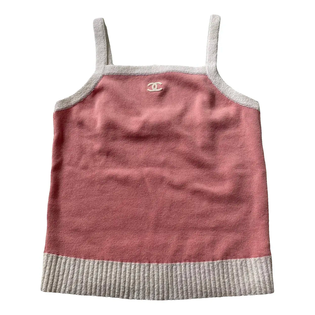Chanel - Top à bretelles en coton Rose Clair