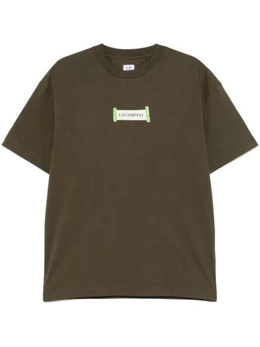 C.P Company - T-shirt à logo imprimé Vert Lierre