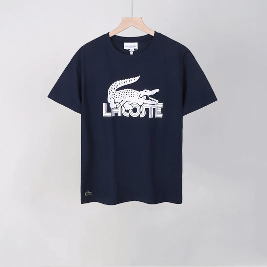 Lacoste - T-shirt en coton Logo Iconique Bleu Marine