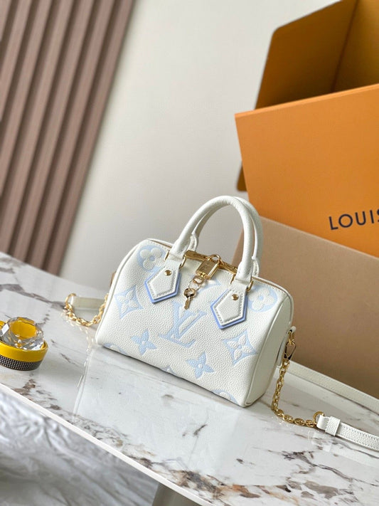Louis Vuitton - Sac Speedy Bandoulière 20 Blanc et Bleu