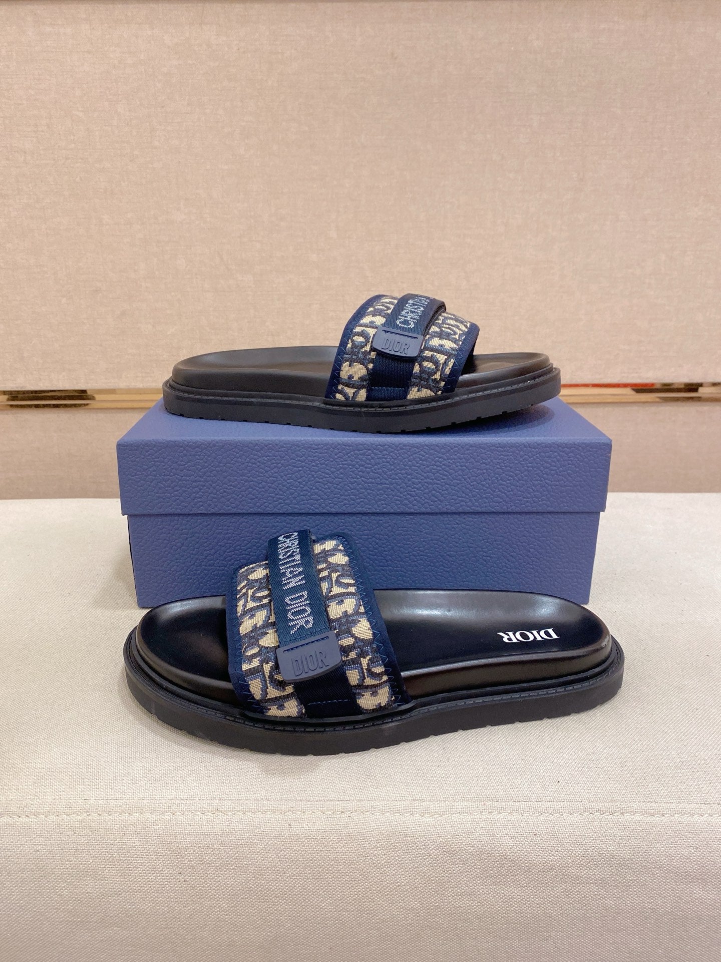 Dior - Sandale en Toile Navy avec logo