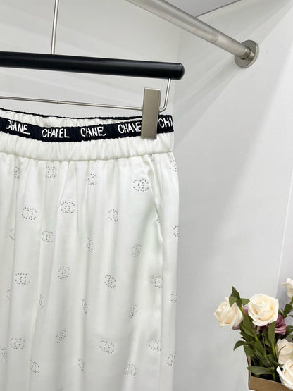 Chanel - Pantalon large à logo Blanc