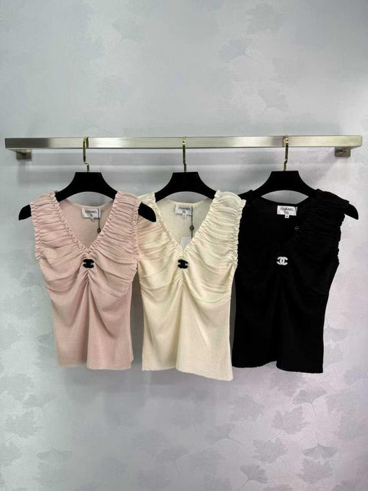 Chanel - T-Shirt avec logo Rose Clair / Jaune / Noir
