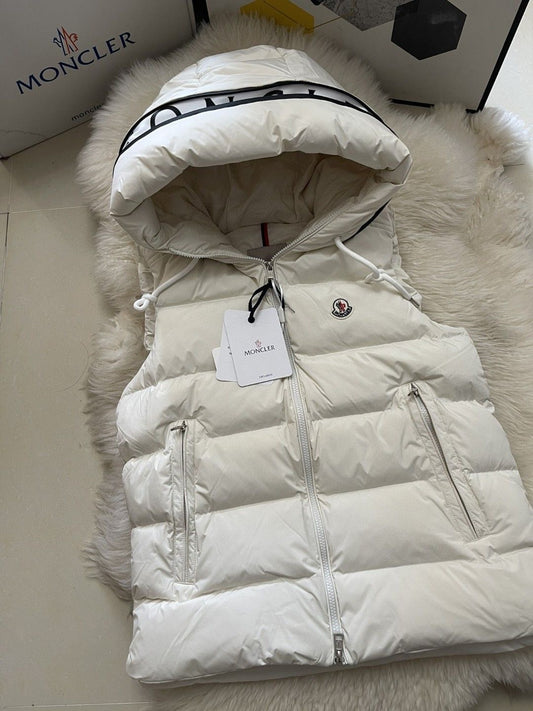 Moncler - Doudoune sans manche à capuche Blanc