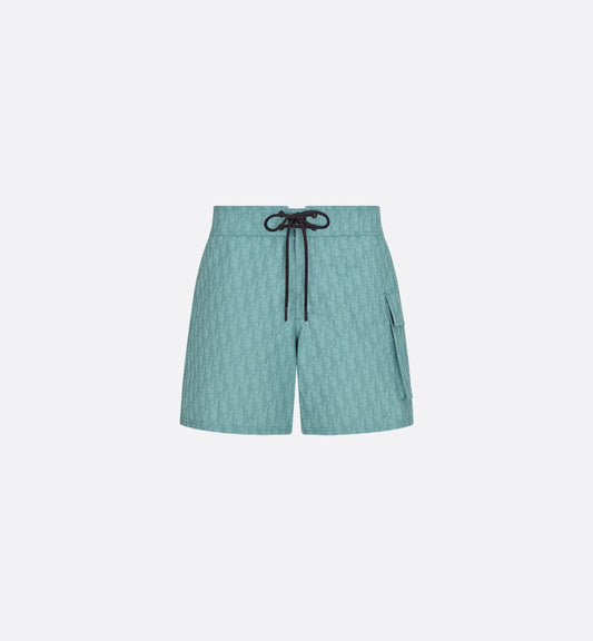 Dior - Short de bain Dior Oblique Toile technique Vert D’eau