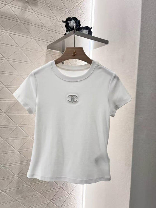 Chanel - T-Shirt Blanc/Rose/Marron/Blanc Rose
