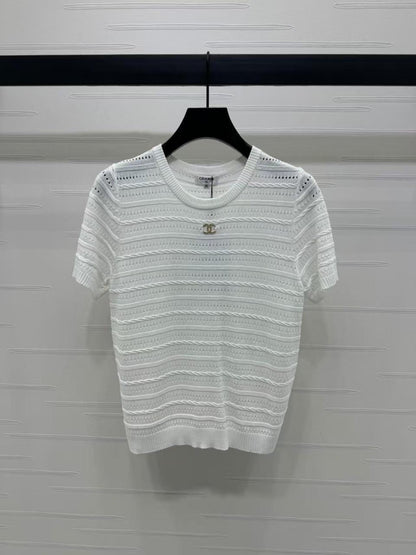 Chanel - T-Shirt à rayure Blanc/Bleu