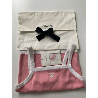 Chanel - Top à bretelles en coton Rose Clair