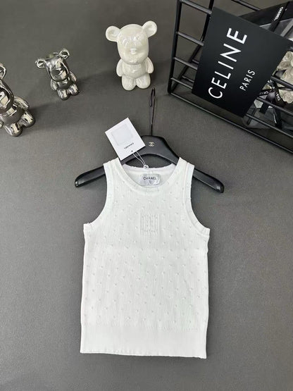 Chanel - T-shirt à petit point Noir/Rose/Blanc