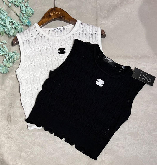 Chanel - T-Shirt avec logo Blanc / Noir