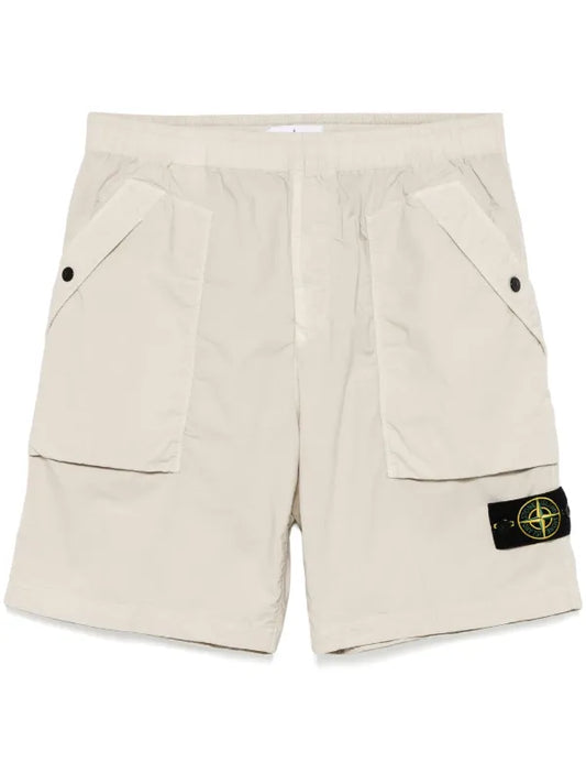 Stone Island - Short à logo Compass Beige Clair