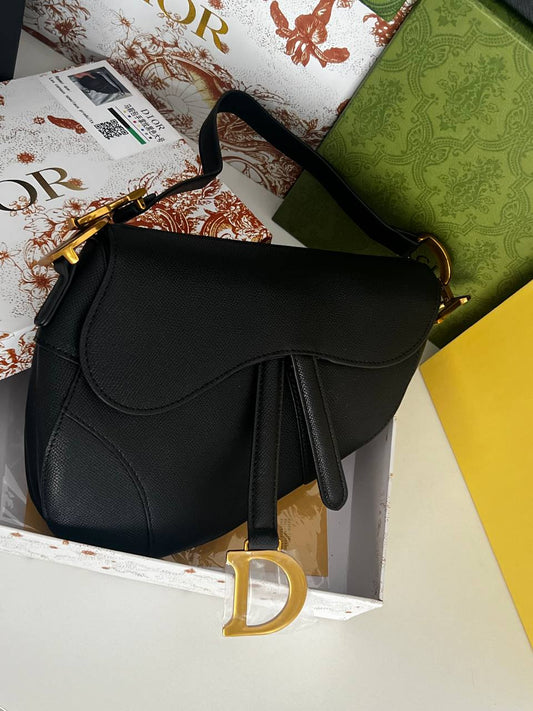 Dior - Sacs à Bandoulière logo D Doré Noir