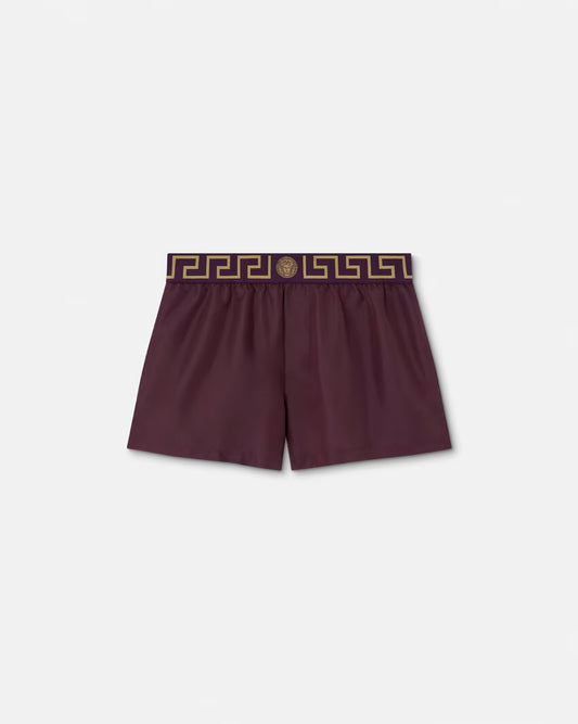 Versace - Short de bain à bordure Greca Violet