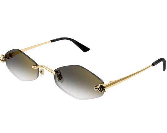 Cartier - Lunettes solaires Cartier Panthère Losange Monture Or Verres Gris