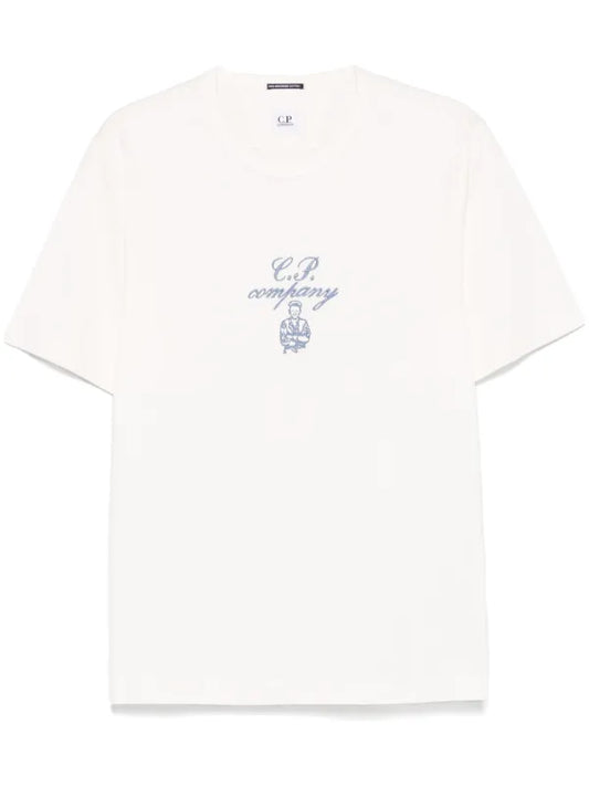 C.P Company - T-shirt à logo brodé Blanc