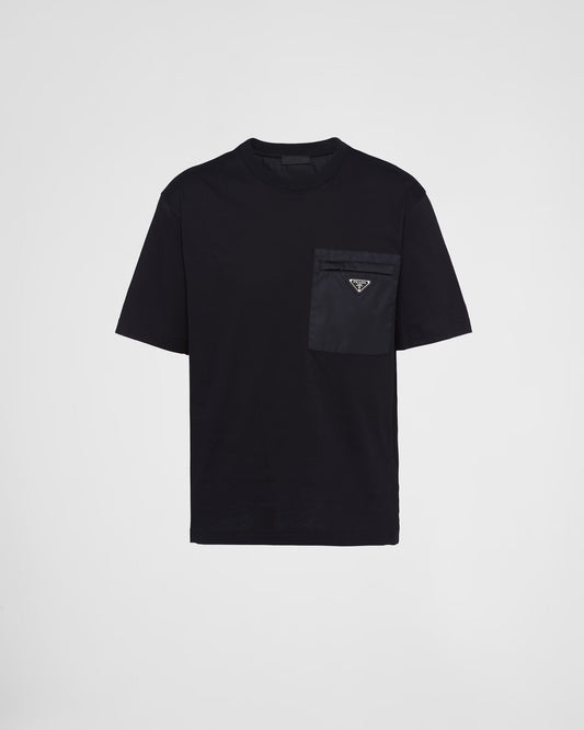 Prada - T-shirt en Re-Nylon et jersey Noir