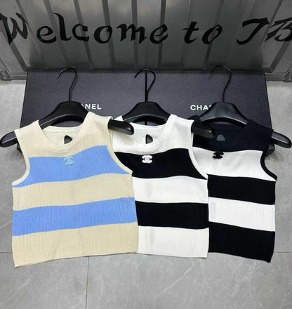 Chanel - T-Shirt à rayure Jaune/Blanc/Noir