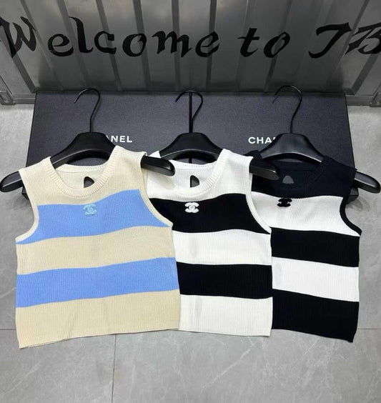 Chanel - T-Shirt à rayure Jaune/Blanc/Noir