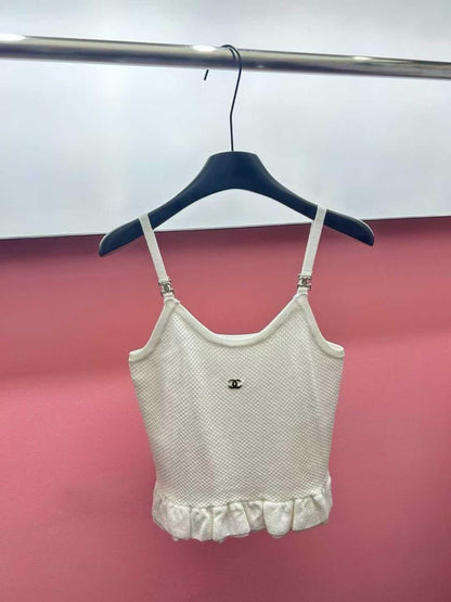 Chanel - Top à bretelle Blanc/Gris/Noir