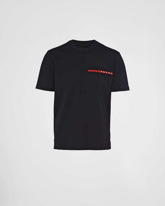 Prada - T-shirt en piqué de coton Noir