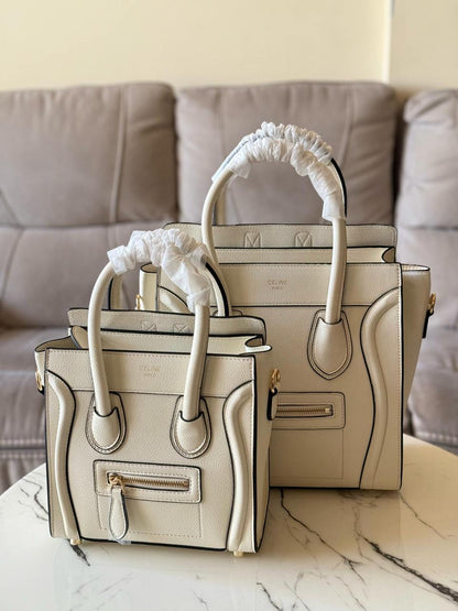 Celine - Sac à Main 21cm & 26cm Vert/Rouge/Beige/Noir/Blanc/Marron Blanc/ Noir Blanc/ Bleu