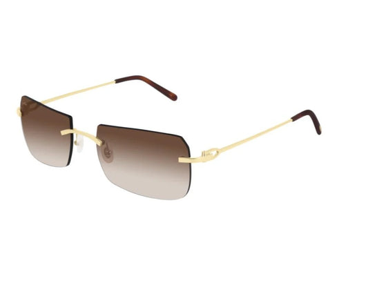 Cartier - Lunettes de Soleil Cartier Décor C Monture Doré Verres Brun