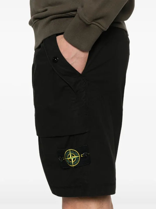 Stone Island - Short à logo Compass Noir