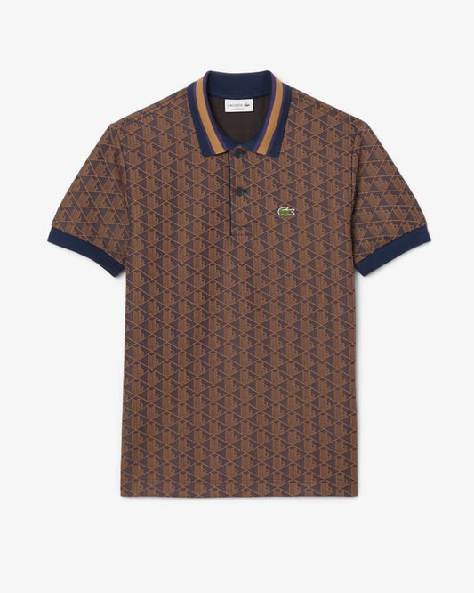 Lacoste - Polo classic fit jacquard monogramme Violet Marron
