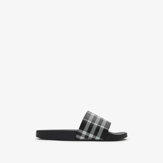 Burberry - Claquettes Check Noir/Calico