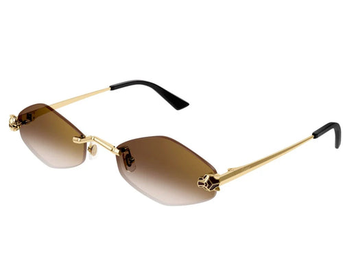 Cartier - Lunettes solaires Cartier Panthère Losange Monture Or Verres Brun