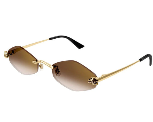 Cartier - Lunettes solaires Cartier Panthère Losange Monture Or Verres Brun