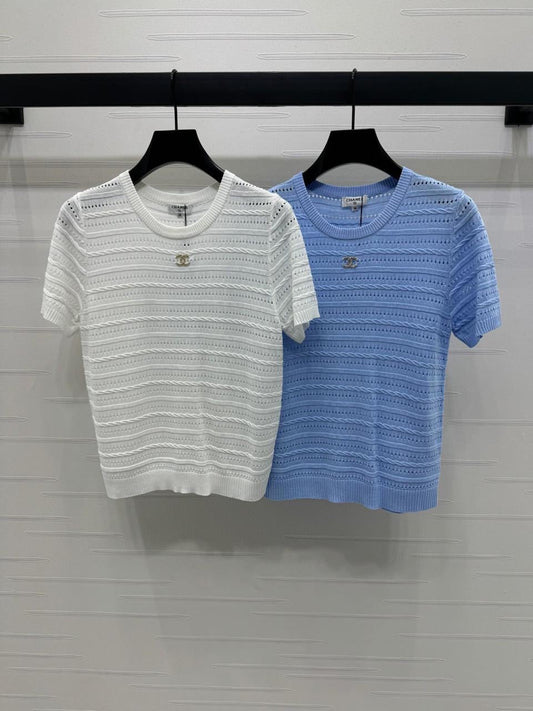 Chanel - T-Shirt à rayure Blanc/Bleu