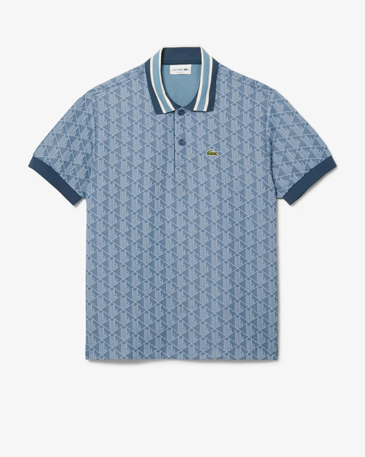 Lacoste - Polo classic fit jacquard monogramme Bleu
