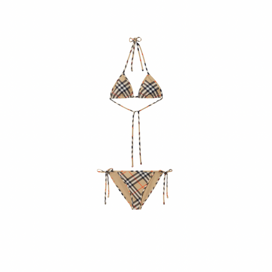 Burberry - Haut et Bas de bikini Check Sable