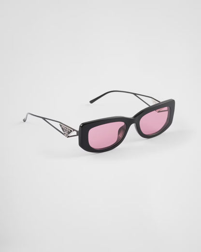 Prada - Lunettes De Soleil avec logo triangulaire Verres Fraise