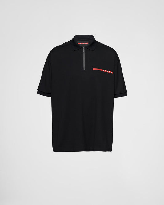 Prada - Polo en piqué de coton Noir