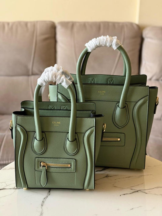 Celine - Sac à Main 21cm & 26cm Vert/Rouge/Beige/Noir/Blanc/Marron Blanc/ Noir Blanc/ Bleu