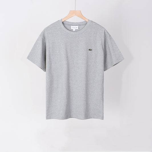 Lacoste - T-shirt en coton avec logo brodé Gris Clair