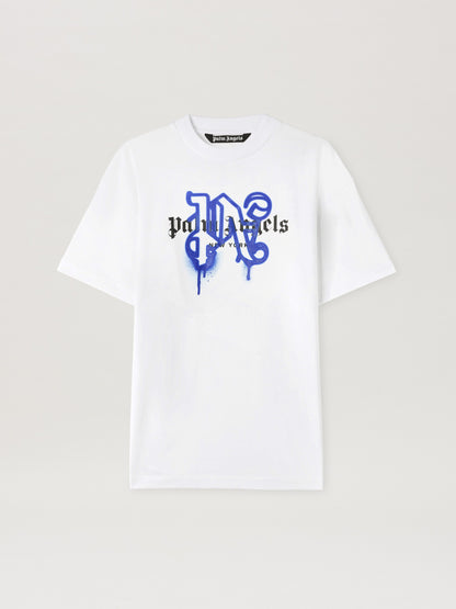Palm Angels - T-shirt Monogram Spray City New York Blanc