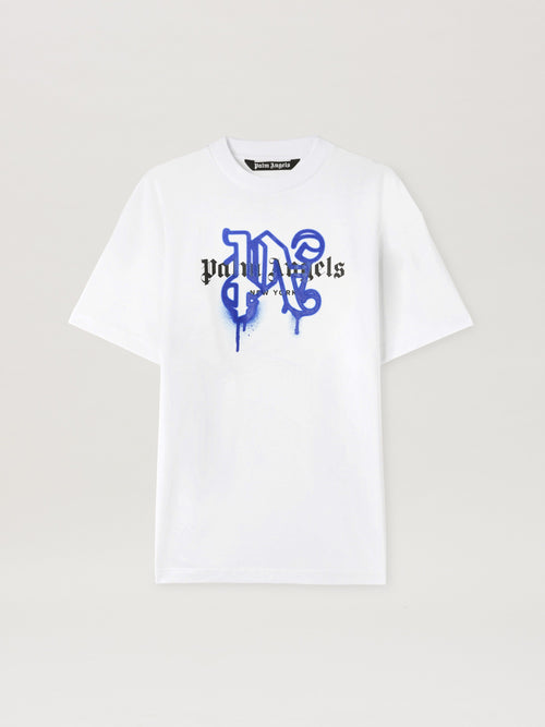 Palm Angels - T-shirt Monogram Spray City New York Blanc