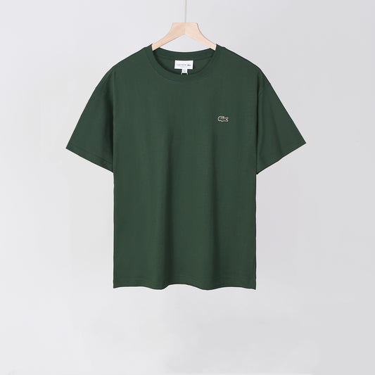 Lacoste - T-shirt en coton avec logo brodé Vert Foncée