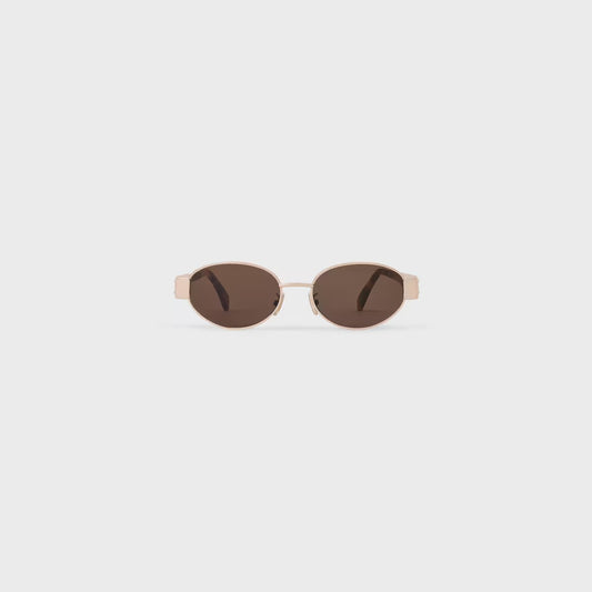 Celine - Lunettes De Soleil Triomphe métal 01 Rose Or / Marron