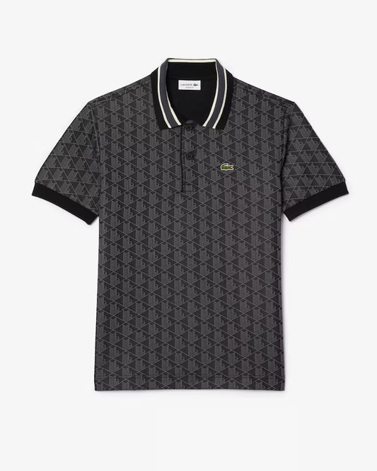 Lacoste - Polo classic fit jacquard monogramme Noir