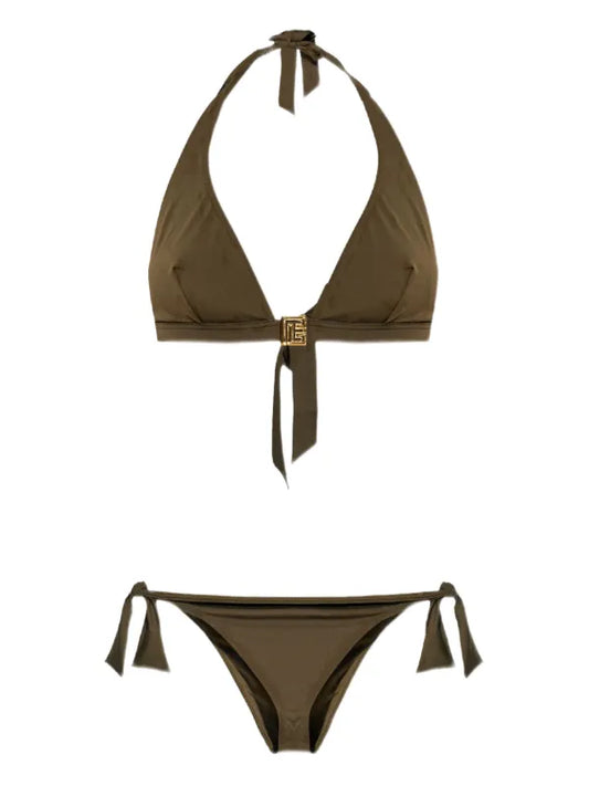 Balmain - Bikini à logo triangle Vert Olive