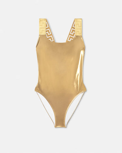 Versace - Maillot de bain une pièce métallisé Greca Or