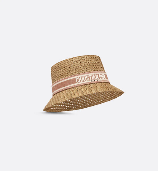 Dior - Chapeau D-Bobby à petit bord rose des vents et blanche