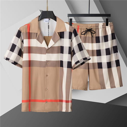 Burberry - Ensemble CHEMISE + SHORT à motifs à carreaux - Beige