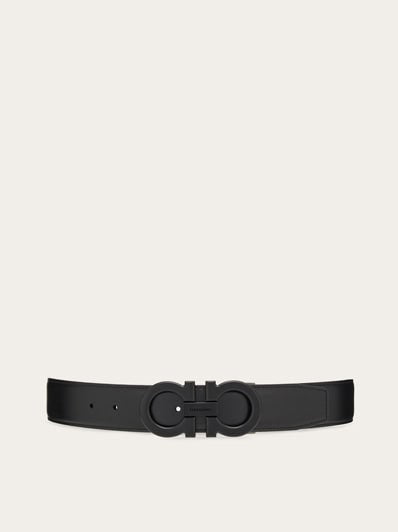 Ferragamo - Ceinture Réversible et Ajustable Gancini Noir / Bleu Marine