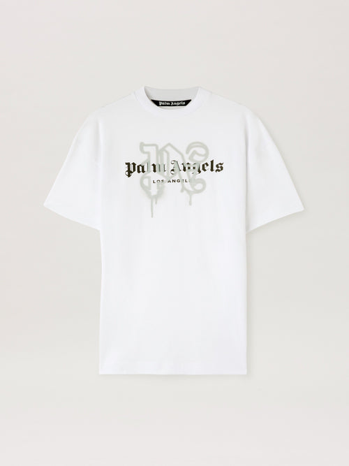 Palm Angels - T-shirt Monogram Spray City Los Angels Blanc